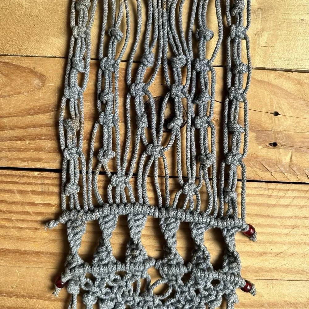 Macrame Wall Hanging Room Home Decor Woven‎ Boho Chic Wall Home Art Red Beads